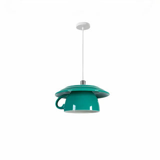 Contemporary cup shaped pendant light, glossy finish, warm ambient hanging lamp