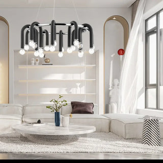 Contemporary black pendant light, modern inverted U suspension ceiling fixture