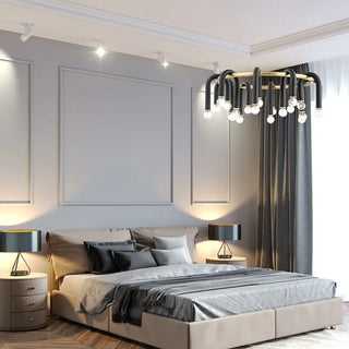 Designer black inverted U pendant lamp, modern stylish suspension ceiling light