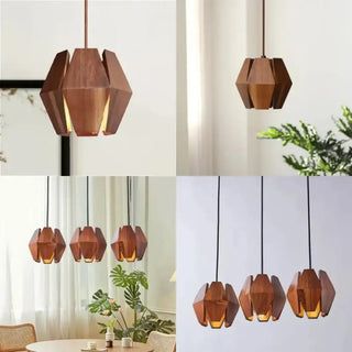 METRICE Geometric Natural Wood Ceiling Light – view 3