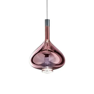 Warm amber glass hanging lamp, drop shape design for kitchen or living room