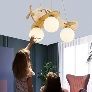 ETHERAL Helicopter Wood Ceiling Light for Children's Bedroom – view 4