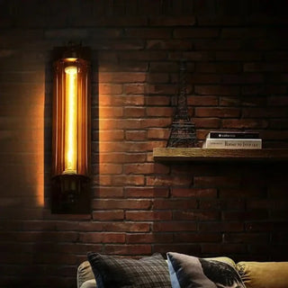 Black industrial wall light E27 glass metal horizontal