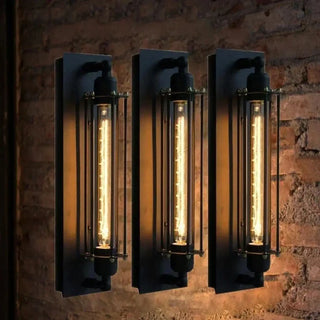 Industrial vintage wall sconce E27 IP44 black 45cm
