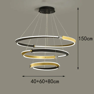 FYPOUI LED Gilded Rings Design Ceiling Light – view 9