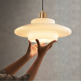 Modern white LED pendant lamp, soft ambient hanging ceiling light