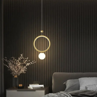 Modern circular LED bedroom pendant lamp, adjustable brightness ceiling light