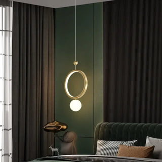 Adjustable brightness circular LED pendant, modern bedroom ceiling fixture