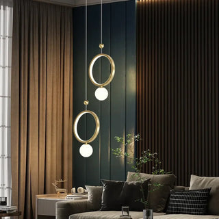 Circular LED pendant light, modern bedroom adjustable brightness ceiling fixture