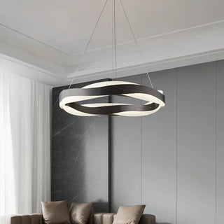 Circular LED pendant close-up — designer ambient ceiling fixture
