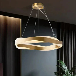 LED circular pendant illuminated — contemporary ambient ceiling lamp