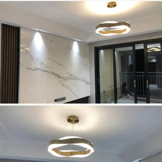 Circular LED pendant lamp detail — modern ambient ceiling fixture