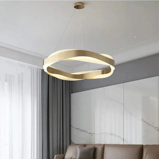 Circular LED pendant lamp with soft ambient lighting — modern ceiling fixture