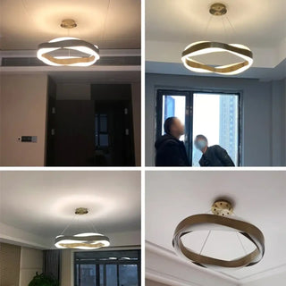 Lámpara colgante LED circular - Lámpara colgante moderna con iluminación ambiental suave