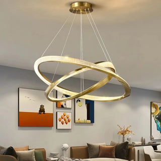 DASORO Elegant LED Gilded Floating Rings Ceiling Light – view 5