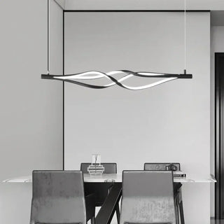 Wavy line pendant light, modern LED suspension ceiling fixture organic design