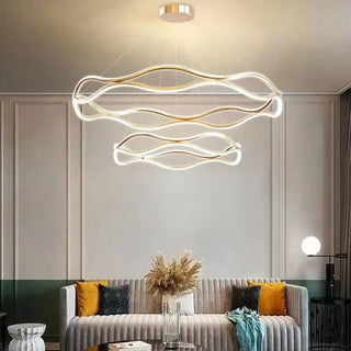 Modern white wavy pendant lamp, LED elegant decorative ceiling hanging fixture