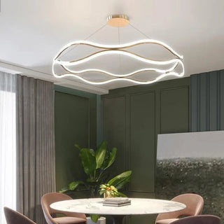 Elegant white wavy pendant light, modern LED decorative ceiling fixture