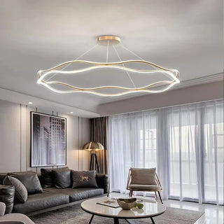Contemporary wavy pendant light, white LED elegant decorative ceiling fixture