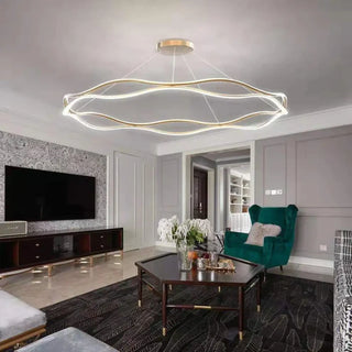 Modern LED pendant light, white wavy design elegant decorative ceiling fixture