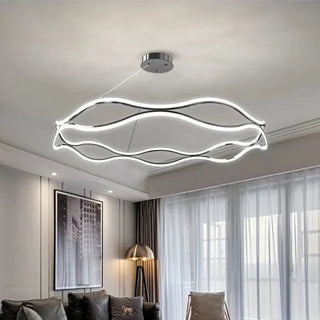 Designer white wavy LED pendant lamp, modern elegant ceiling hanging light