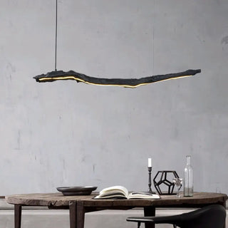 Modern sculptural pendant LED light, organic ceiling fixture for living room