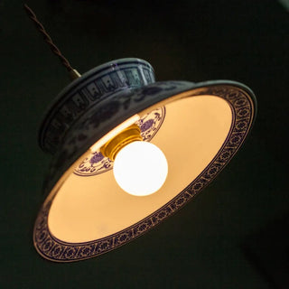 Vintage ceramic hanging ceiling lamp, artisan handcrafted pendant light for kitchen décor