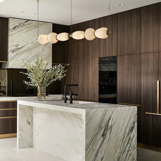 Linear opal glass pendant light, modern soft ambient ceiling fixture