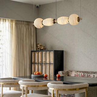 Designer opal glass linear pendant light, modern soft ceiling fixture