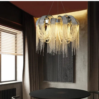Luxury metal fringe pendant ceiling fixture, modern soft ambient hanging lamp