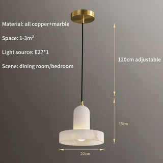 Designer marble pendant lamp, gold accents elegant ceiling fixture