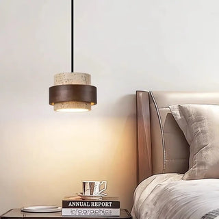 MARIBA Marble and Brown Wood Finish Ceiling Light – view 5