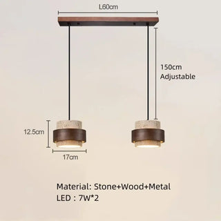 MARIBA Marble and Brown Wood Finish Ceiling Light – view 2