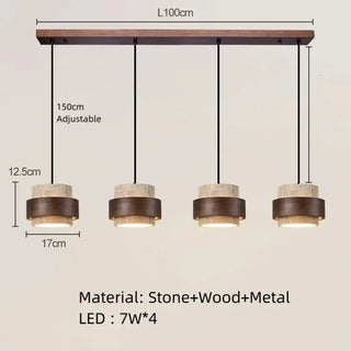 MARIBA Marble and Brown Wood Finish Ceiling Light – view 4