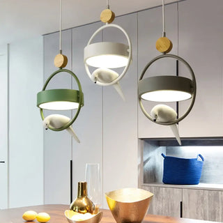 NGOTY Metal and Wood Bird Design Ceiling Light – view 4