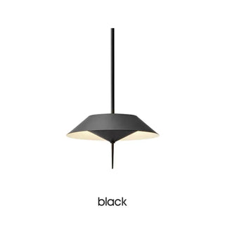 Gold metal pendant lamp over table — elegant designer ceiling light