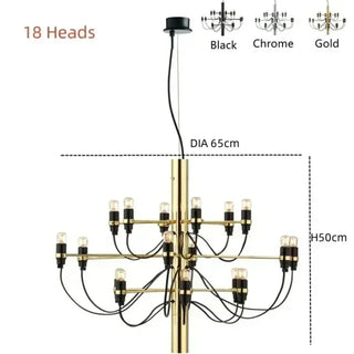 Modern stylish pendant light, multi-bulb metal home ceiling hanging fixture