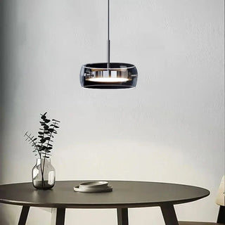 Smoked glass pendant light, minimalist warm diffuser cozy living room fixture