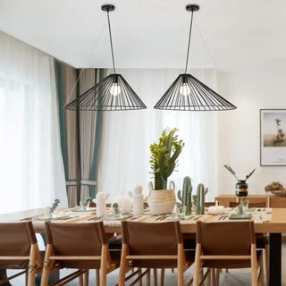 Minimalist black conical pendant ceiling fixture, modern metal hanging lamp