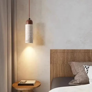BINA Minimalist Natural Stone and Wood Ceiling Light – view 3
