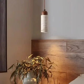 BINA Minimalist Natural Stone and Wood Ceiling Light – view 2
