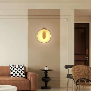 Minimalist round wood and acrylic wall sconce E27 – beige 22×25cm