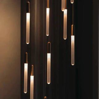 Modern suspended tube pendant light, minimalist elegant hanging ceiling fixture