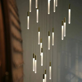 Minimalist pendant light with suspended tubes, elegant ambient hanging ceiling lamp