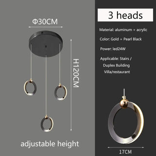 MOIRELD Modern Rings LED Gold Black Ceiling Light – view 5