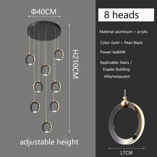 MOIRELD Modern Rings LED Gold Black Ceiling Light – view 8