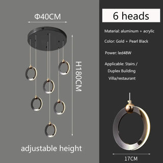 MOIRELD Modern Rings LED Gold Black Ceiling Light – view 7