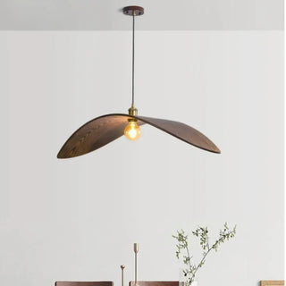 Designer wood wing pendant ceiling light, modern sculptural hanging lamp