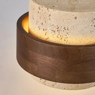 Modern wood natural stone pendant light, warm ambient hanging ceiling lamp