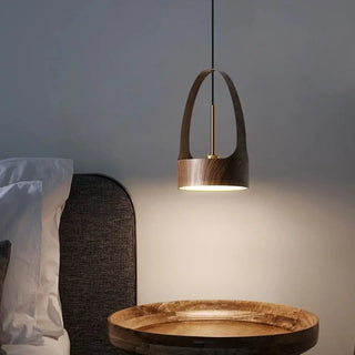 Modern designer pendant, wood and metal adjustable intensity ceiling hanging lamp